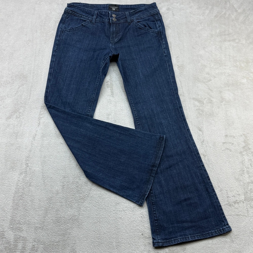 Vigoss JeansWomen 9 Blue Flare Classic Dark Wash Low Rise Stretch Y2K Boho Denim